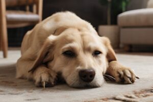 my dog rubs his face on the carpet