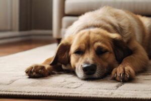 my dog rubs his face on the carpet