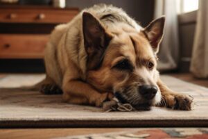 my dog rubs his face on the carpet