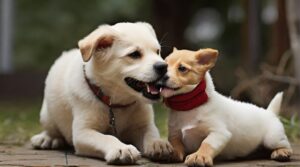 older dog biting puppy neck